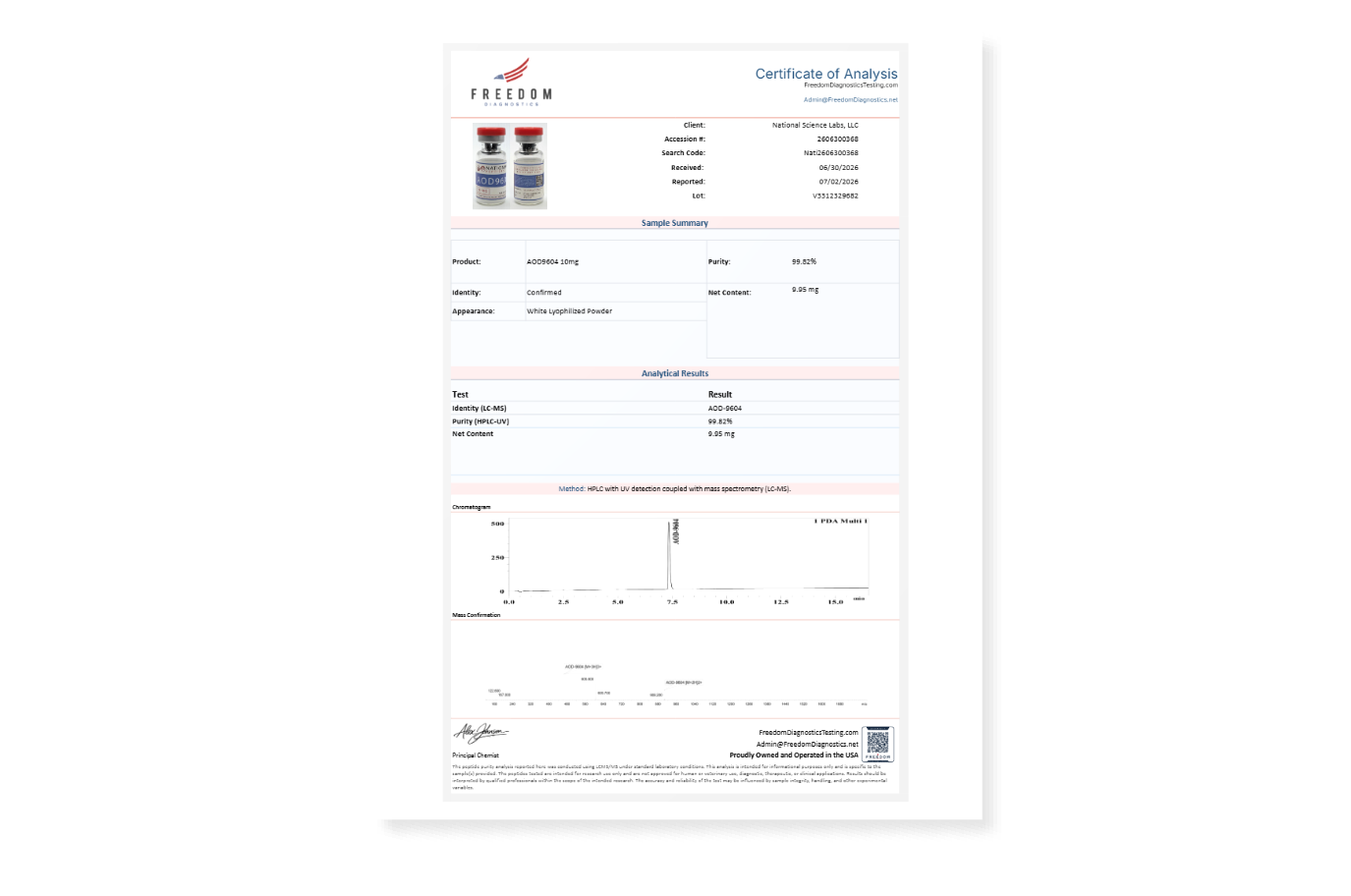AOD9604 10mg COA