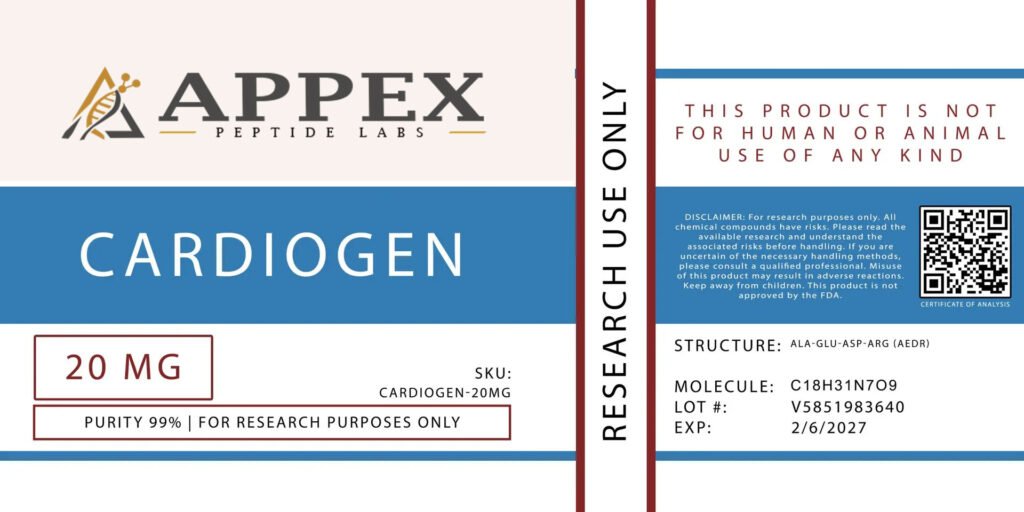 cardiogen peptide 20mg for sale back lable iamge